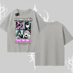 Oversize Tshirt Fearless Soul Anime Kolaj Baskılı