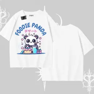 Oversize Tshirt Foodie Panda Tatlı ve Sevimli Panda Baskılı