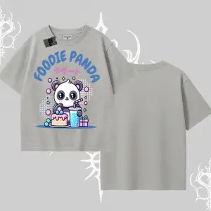 Oversize Tshirt Foodie Panda Tatlı ve Sevimli Panda Baskılı