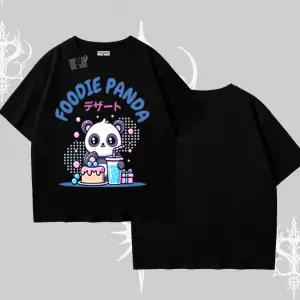 Oversize Tshirt Foodie Panda Tatlı ve Sevimli Panda Baskılı