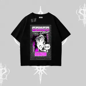 Oversize Tshirt Games Schoolgirl Anime Baskılı
