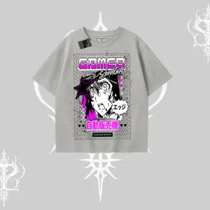 Oversize Tshirt Games Schoolgirl Anime Baskılı