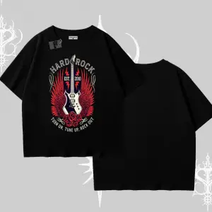 Oversize Tshirt Hard Rock Winged Guitar Rebellion