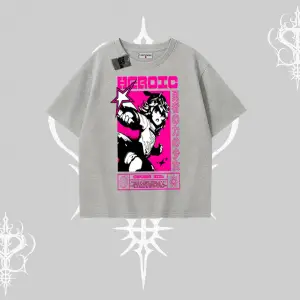 Oversize Tshirt Heroic Anime Girl Japon Stil Grafik Baskılı