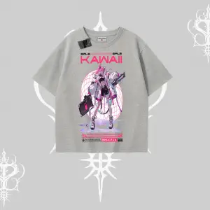 Oversize Tshirt Kawaii Cyberpunk Kız Japon Stil Baskı