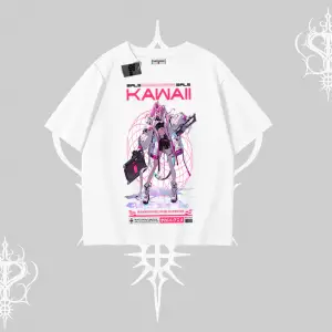 Oversize Tshirt Kawaii Cyberpunk Kız Japon Stil Baskı