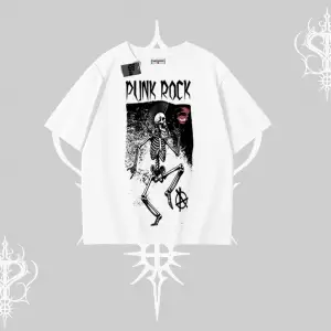 Oversize Tshirt Punk Rock Chaos Skeleton Riot