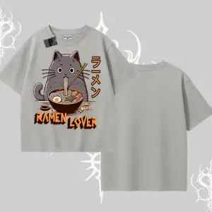 Oversize Tshirt Ramen Lover Kedi Anime Baskılı