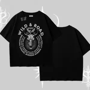 Oversize Tshirt Wild & Road Western Skull Biker Street Culture