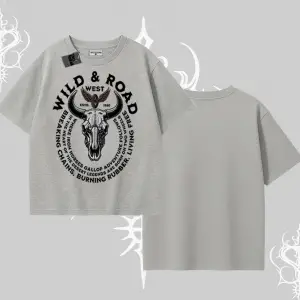 Oversize Tshirt Wild & Road Western Skull Biker Street Culture