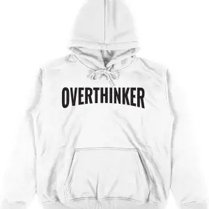Overthinker Beyaz Oversize Unisex Kapüşonlu Sweatshirt Hoodie