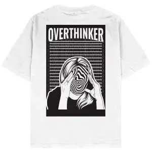 Overthinker Beyaz Oversize Unisex T-shirt