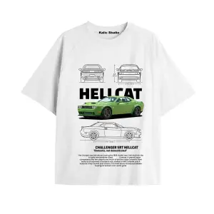 özel tasarım oversize Dodge Challenger beyaz t-shirt