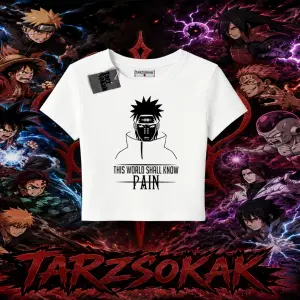 Pain nagato Naruto Anime Karakter Kadın Baby Tee Beyaz