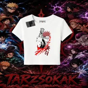 Pain nagato Naruto Anime Karakter Kadın Baby Tee Beyaz