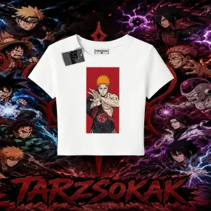 Pain nagato Naruto Anime Karakter Kadın Baby Tee Beyaz