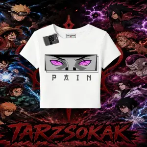 Pain nagato Naruto Anime Karakter Kadın Baby Tee Beyaz