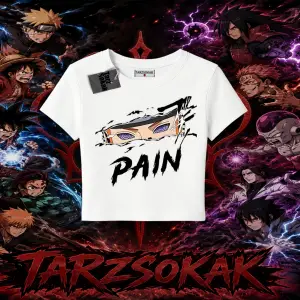 Pain nagato Naruto Anime Karakter Kadın Baby Tee Beyaz
