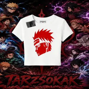 Pain nagato Naruto Anime Karakter Kadın Baby Tee Beyaz