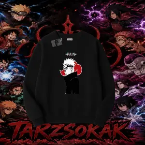 Pain nagato Naruto Anime Karakter Oversize Unisex Bisiklet Yaka Sweatshirt Beyaz