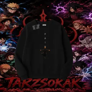 Pain nagato Naruto Anime Karakter Oversize Unisex Bisiklet Yaka Sweatshirt Beyaz