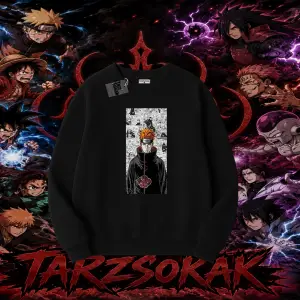 Pain nagato Naruto Anime Karakter Oversize Unisex Bisiklet Yaka Sweatshirt Beyaz