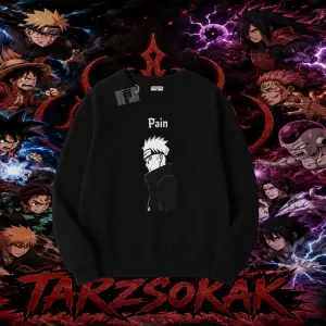 Pain nagato Naruto Anime Karakter Oversize Unisex Bisiklet Yaka Sweatshirt Beyaz