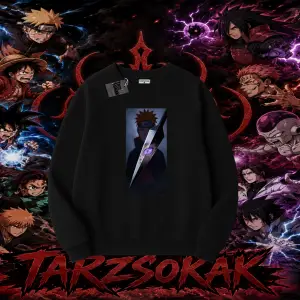 Pain nagato Naruto Anime Karakter Oversize Unisex Bisiklet Yaka Sweatshirt Beyaz