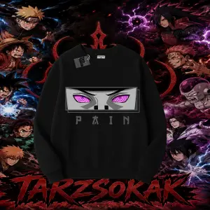 Pain nagato Naruto Anime Karakter Oversize Unisex Bisiklet Yaka Sweatshirt Beyaz