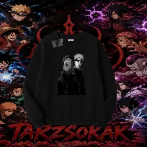 Pain nagato Naruto Anime Karakter Oversize Unisex Bisiklet Yaka Sweatshirt Beyaz