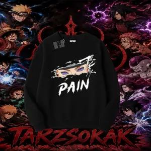 Pain nagato Naruto Anime Karakter Oversize Unisex Bisiklet Yaka Sweatshirt Beyaz