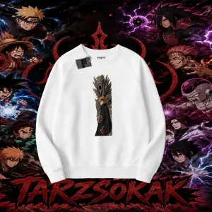 Pain nagato Naruto Anime Karakter Oversize Unisex Bisiklet Yaka Sweatshirt Beyaz