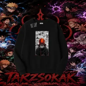 Pain nagato Naruto Anime Karakter Oversize Unisex Bisiklet Yaka Sweatshirt Beyaz
