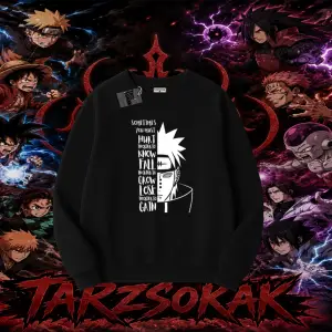 Pain nagato Naruto Anime Karakter Oversize Unisex Bisiklet Yaka Sweatshirt Beyaz