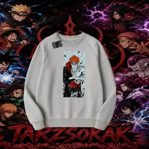 Pain nagato Naruto Anime Karakter Oversize Unisex Bisiklet Yaka Sweatshirt Beyaz