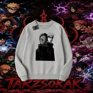 Pain nagato Naruto Anime Karakter Oversize Unisex Bisiklet Yaka Sweatshirt Beyaz