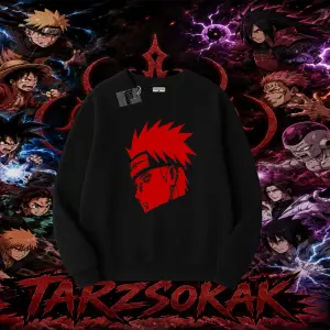 Pain nagato Naruto Anime Karakter Oversize Unisex Bisiklet Yaka Sweatshirt Beyaz