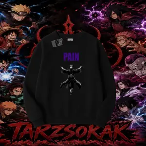 Pain nagato Naruto Anime Karakter Oversize Unisex Bisiklet Yaka Sweatshirt Beyaz