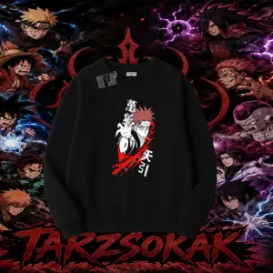 Pain nagato Naruto Anime Karakter Oversize Unisex Bisiklet Yaka Sweatshirt Beyaz