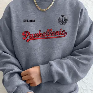 Panhellenic Est 1902 Yaratıcı Mektup Baskılı Koşu Sonbahar Polar Kapşonlu Erkek Günlük Temel