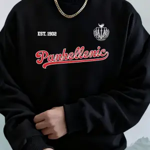 Panhellenic Est 1902 Yaratıcı Mektup Baskılı Koşu Sonbahar Polar Kapşonlu Erkek Günlük Temel