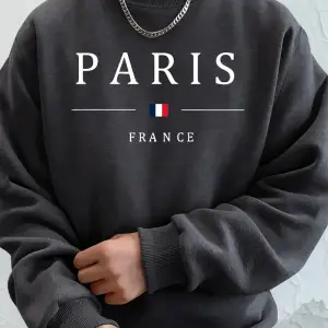 Paris Fransa Bayrağı Baskılı Erkek Kapüşonlu Üstleri Sonbahar Büyük Beden Sweatshirt Hip Hop