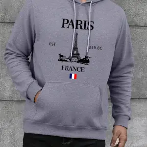 Paris Fransa Eyfel Kulesi Baskı Erkek Hoodie Sokak Hip Hop Giysileri Polar Rahat Hoody Sonbah