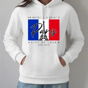 Paris şehir aşk baskı Hoodies kadın sonbahar kış polar sıcak tişörtü temelleri cep kazaklar r