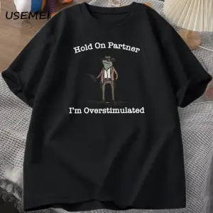 Partnera Tut Im Overstimüle T-Shirt Rahat Pamuk Kısa Kollu Kovboy Kurbağa Tshirt Unhinged We 2876