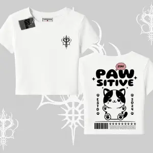 Paw Sitive Kedi Arka Baskılı Babby Tee Tshirt