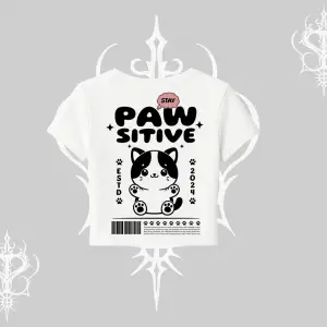 Paw Sitive Kedi Arka Baskılı Babby Tee Tshirt