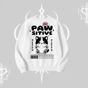 Paw Sitive Kedi Arka Baskılı Biskilet Sweatshirt