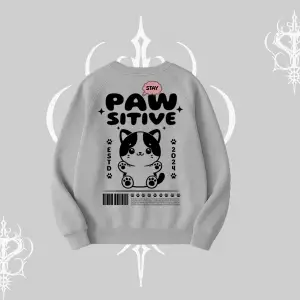 Paw Sitive Kedi Arka Baskılı Biskilet Sweatshirt