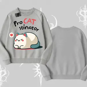 Paws Off Yazılı Kedi Baskılı Streetwear Biskilet Sweatshirt